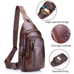 BUFF CAPTAIN 100 Men Leather Crossbody Shoulder Bag First-Layer Cowhide Multi-Function Sports Casual Chest Bag — view 7