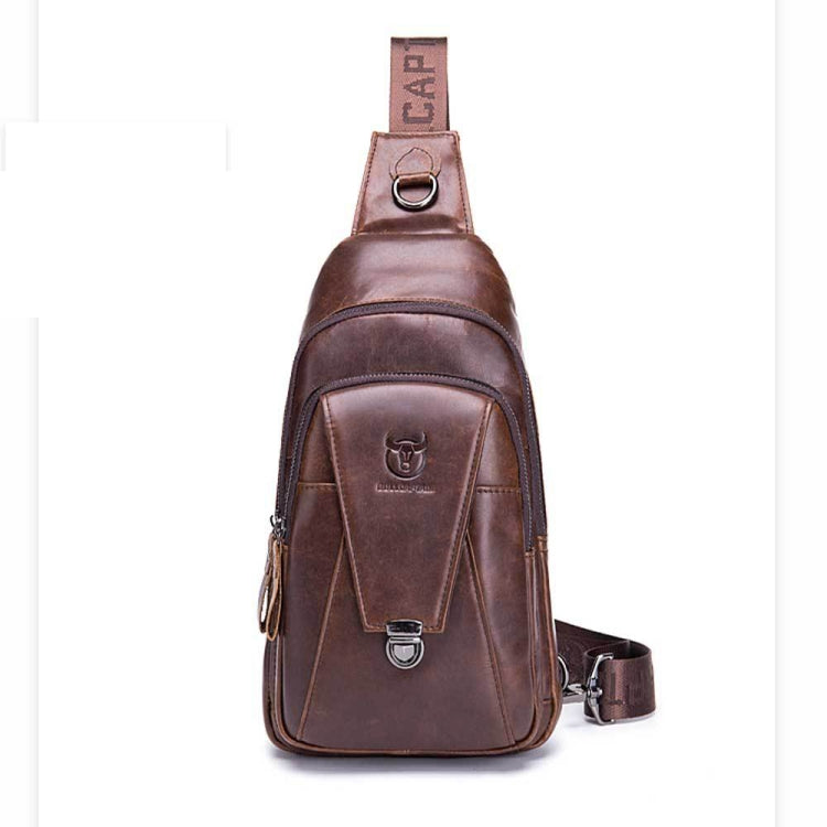 BUFF CAPTAIN 110 Men Leather Shoulder Bag First-Layer Cowhide Leather Multi-Function Chest Bag — Brown