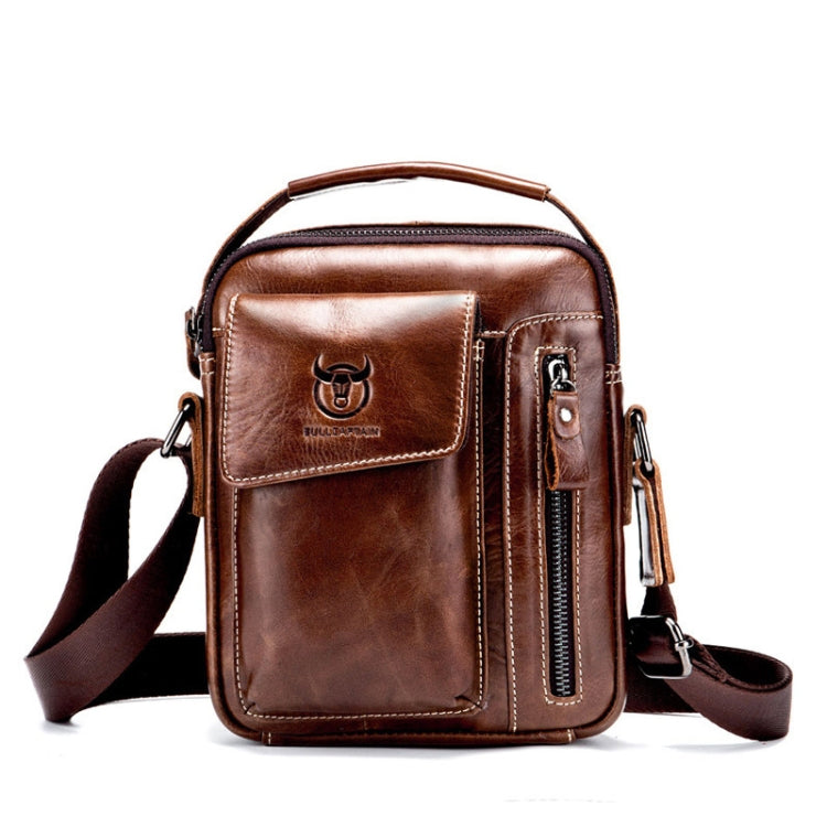 BUFF CAPTAIN 037 First-Layer Cowhide Messenger Bag Male Sports Soft Leather Shoulder Bag — Dark Brown