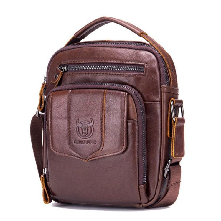 BUFF CAPTAIN 777 Men Leather Shoulder Bag First-Layer Cowhide Retro Large Capacity Satchel — Brown