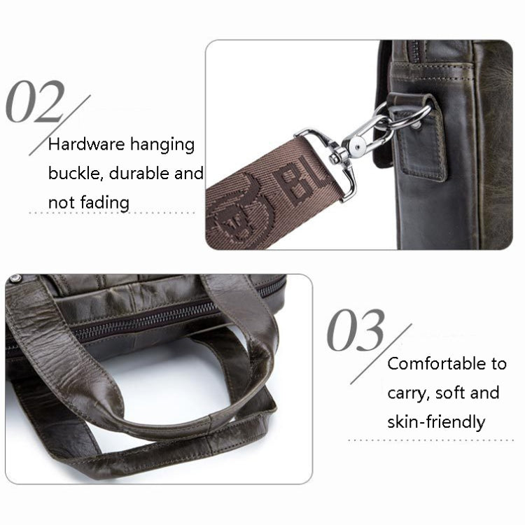 BUFF CAPTAIN 042 Men Leather Multi-Function Shoulder Messenger Bag First-Layer Cowhide Portable Briefcase — view 6