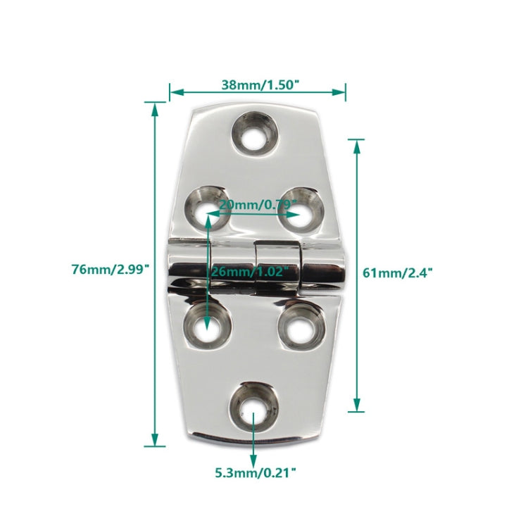 316 Stainless Steel Six-Hole Hinge, Specification: 38x76x4mm — view 3