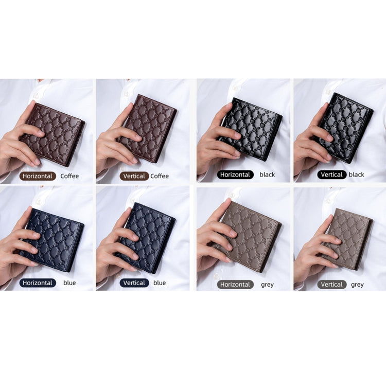 BUFF CAPTAIN 0204 Men Leather Horizontal And Vertical Wallet First-Layer Cowhide Anti-Theft Brush Card Clamp — Wisdom Black (Vertical)
