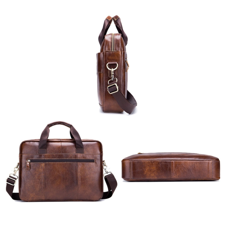 BUFF CAPTAIN 044 14 Inch Portable Computer Briefcase Men Leather Shoulder Messenger Bag — 14 Inch Computer Briefcase