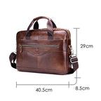 BUFF CAPTAIN 044 14 Inch Portable Computer Briefcase Men Leather Shoulder Messenger Bag — view 3