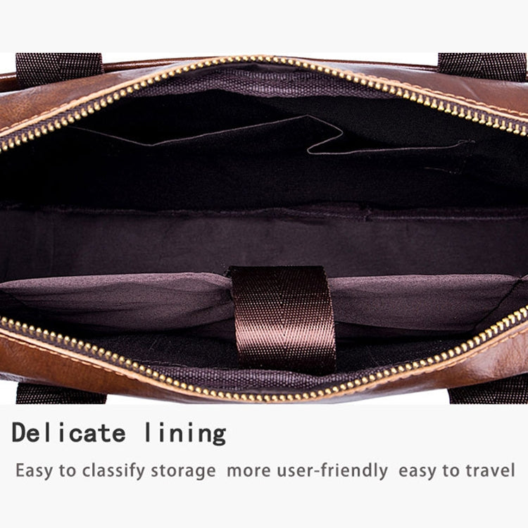 BUFF CAPTAIN 044 14 Inch Portable Computer Briefcase Men Leather Shoulder Messenger Bag — view 5