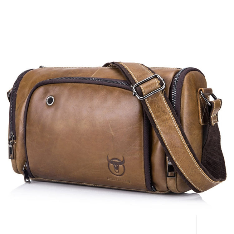 BUFF CAPTAIN HKDJB--001 First-Layer Cowhide Shoulder Messenger Bag Sports Men Leather Bag — Dark Brown