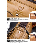 BUFF CAPTAIN 053 Men Leather Shoulder Messenger Bag First-Layer Cowhide Large Capacity Briefcase, Specification： — view 11