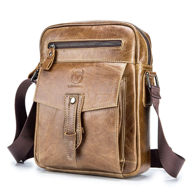 BUFF CAPTAIN 053 Men Leather Shoulder Messenger Bag First-Layer Cowhide Large Capacity Briefcase, Specification： — Small (Black)