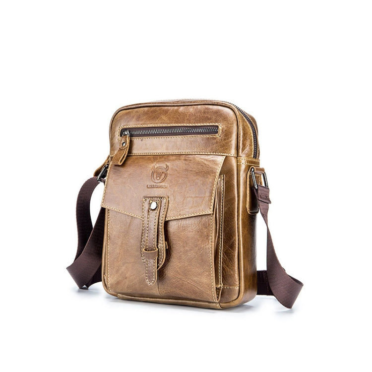 BUFF CAPTAIN 053 Men Leather Shoulder Messenger Bag First-Layer Cowhide Large Capacity Briefcase, Specification： — Large (Dark Brown)