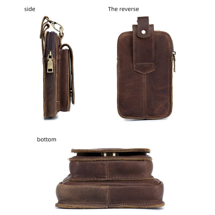 BULL CAPTAIN 028 Multi-Function Cattle Leather Waist Bag Magnetic Buckle Mobile Phone Belt Bag — view 6