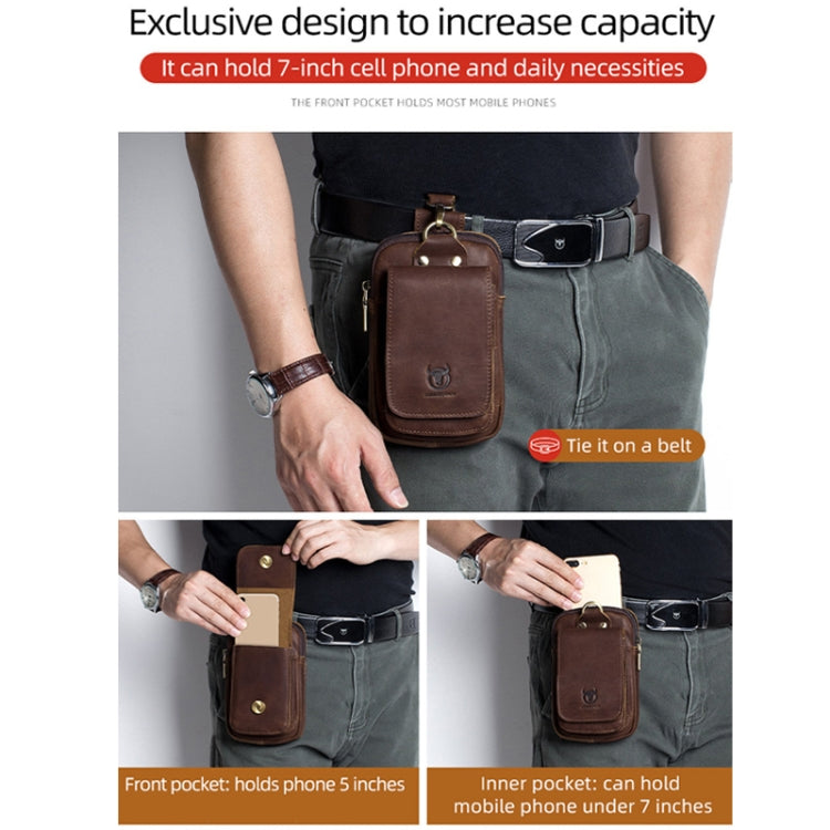 BULL CAPTAIN 028 Multi-Function Cattle Leather Waist Bag Magnetic Buckle Mobile Phone Belt Bag — view 7
