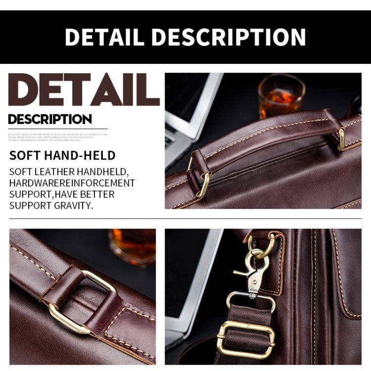 BUFF CAPTAIN 302 First-Layer Cowhide Men Casual Shoulder Bag Leather Retro Briefcase — view 7
