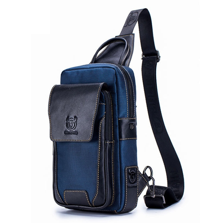 BUFF CAPTAIN 9999 Leather Men Chest Bag First-Layer Cowhide Casual Shoulder Bag — Blue Black
