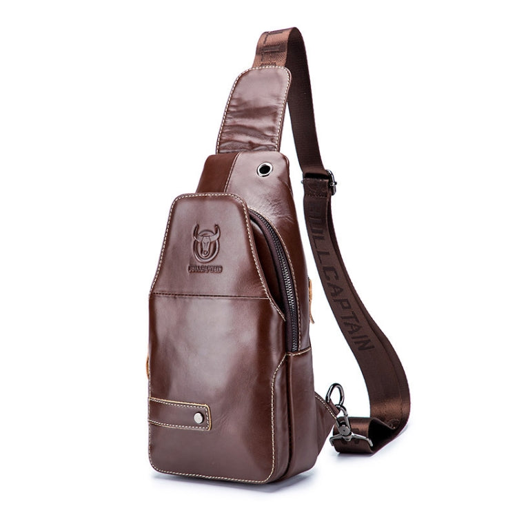 BUFF CAPTAIN 087 Men Leather Shoulder Bag First-Layer Cowhide Sports Chest Bag — Brown