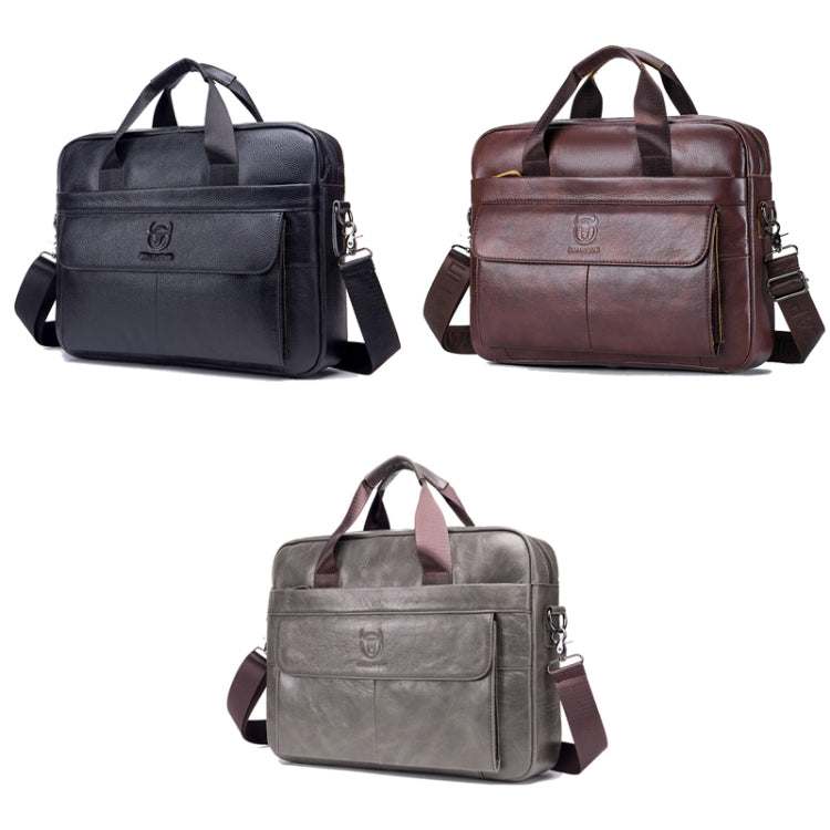 BUFF CAPTAIN 046 Men Leather Briefcase First-Layer Cowhide Computer Handbag — Iron Gray