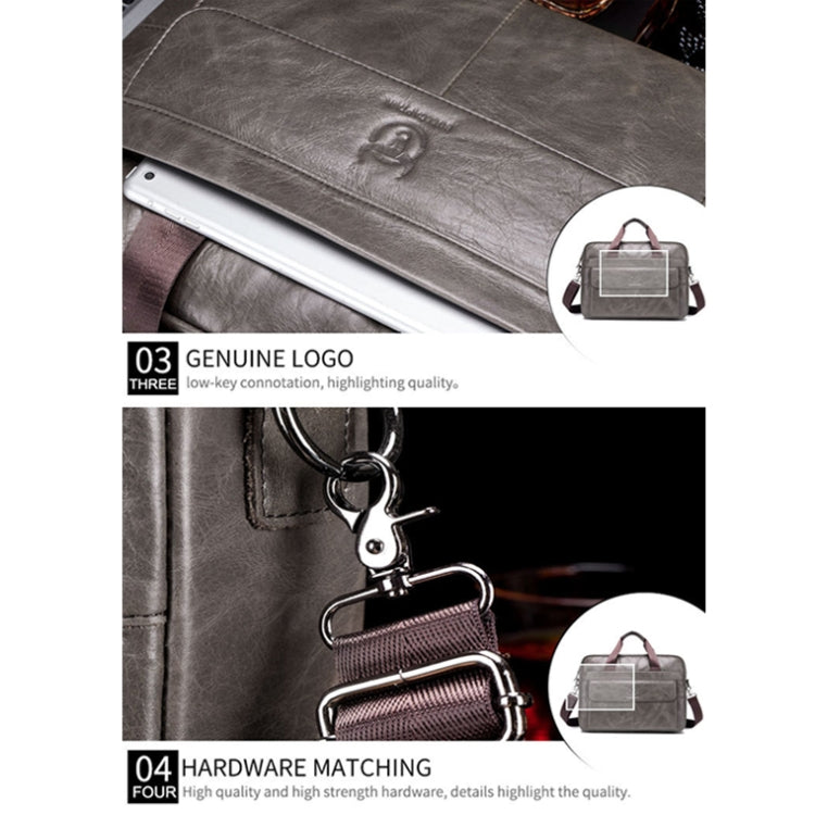 BUFF CAPTAIN 046 Men Leather Briefcase First-Layer Cowhide Computer Handbag — view 9