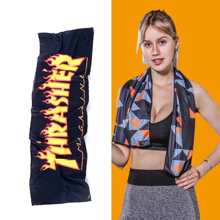 Gym Sports Cold Feeling Sweat-Absorbent Quick-Drying Cold Towel, Quick-Drying Towel, Size: 100 x 30cm(Music Festival), Quick-Drying Towel, Size: 100 x 30cm , Quick-Drying Towel, Size: 100 x 30cm(Geometric Triangle)                                 ... — Quick-Drying Towel, Size: 100 x 30cm(Fire)