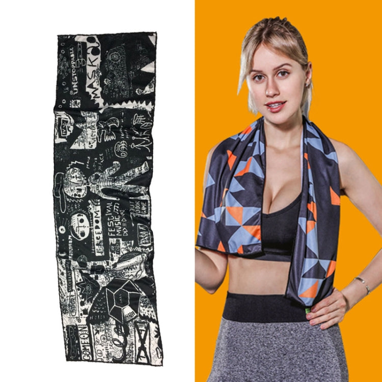 Gym Sports Cold Feeling Sweat-Absorbent Quick-Drying Cold Towel, Quick-Drying Towel, Size: 100 x 30cm(Music Festival), Quick-Drying Towel, Size: 100 x 30cm , Quick-Drying Towel, Size: 100 x 30cm(Geometric Triangle)                                 ... — Quick-Drying Towel, Size: 100 x 30cm(Childish)