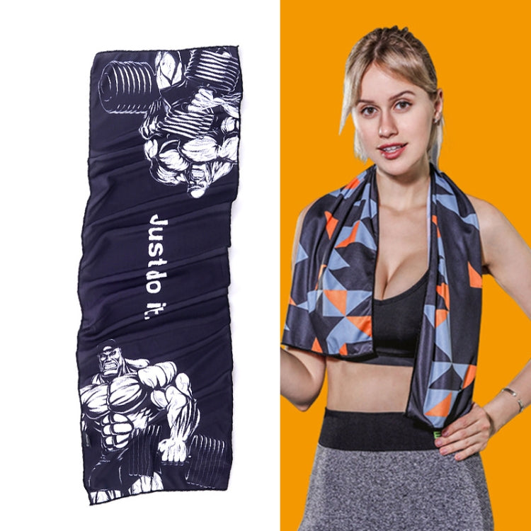 Gym Sports Cold Feeling Sweat-Absorbent Quick-Drying Cold Towel, Quick-Drying Towel, Size: 100 x 30cm(Music Festival), Quick-Drying Towel, Size: 100 x 30cm , Quick-Drying Towel, Size: 100 x 30cm(Geometric Triangle)                                 ... — Quick-Drying Towel, Size: 100 x 30cm(Black Man Dumbbell)