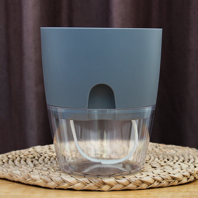 Transparent Plastic Double-Layer Water Storage Automatic Water-Absorbing Flowerpot — White Transparent Basin