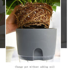 Transparent Plastic Double-Layer Water Storage Automatic Water-Absorbing Flowerpot — view 11