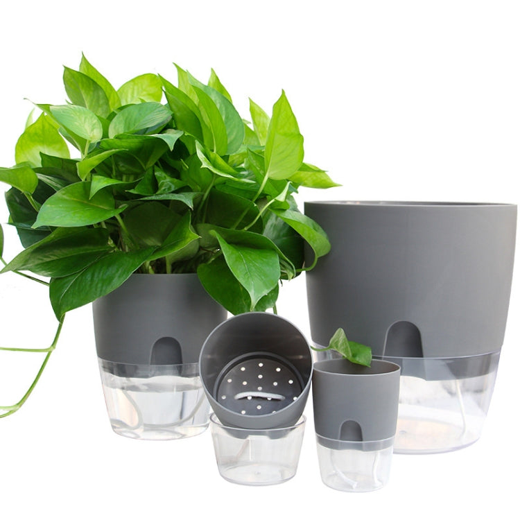 Transparent Plastic Double-Layer Water Storage Automatic Water-Absorbing Flowerpot — view 13
