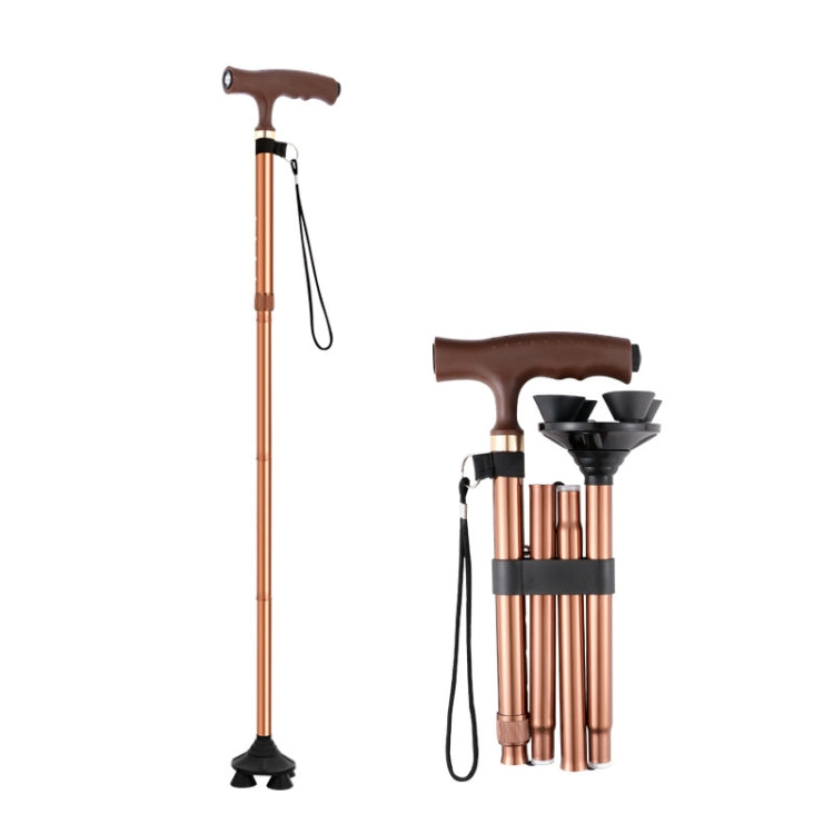 TBS-009 Four-Legged Folding Elderly Crutches Aluminum Alloy Light And Multifunctional Non-Slip Crutches With Light — TBS-009(Black)