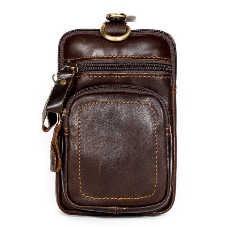 6386 Men Retro Cowhide Multifunctional Sports Belt Waist Bag — Black