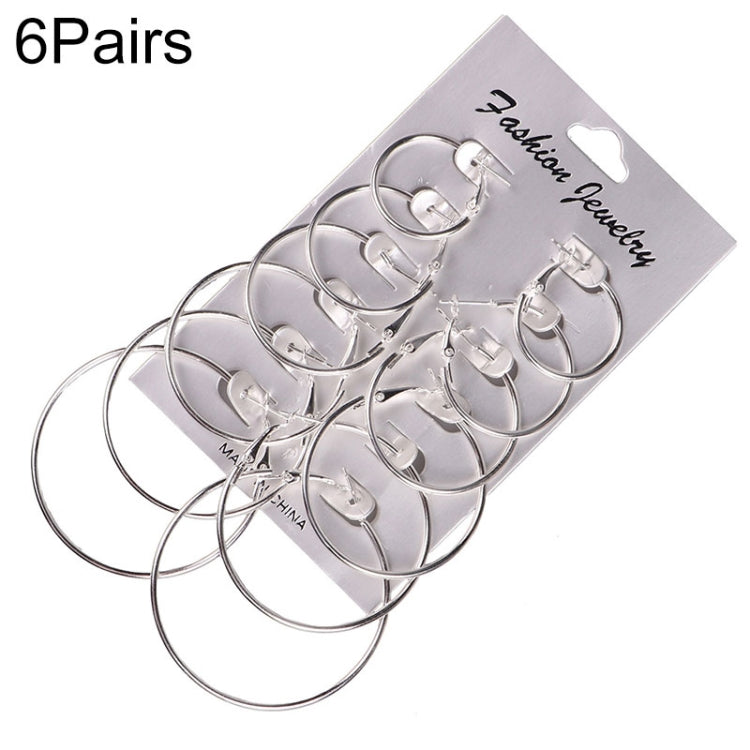 6 Pairs/Set Women Steampunk Fashion Circle Hoop Earrings — view 7