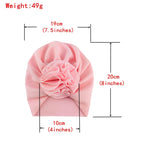 Baby Sun Flower Hedging Cap Solid Color Turban Hat — Light Pink