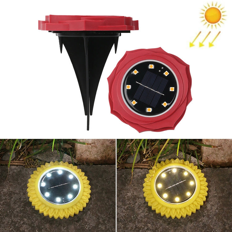 2 PCS 8 LEDs Solar Petals Buried Lamp Waterproof Garden Lawn Light, Specification: — Red Rose (Warm Light)