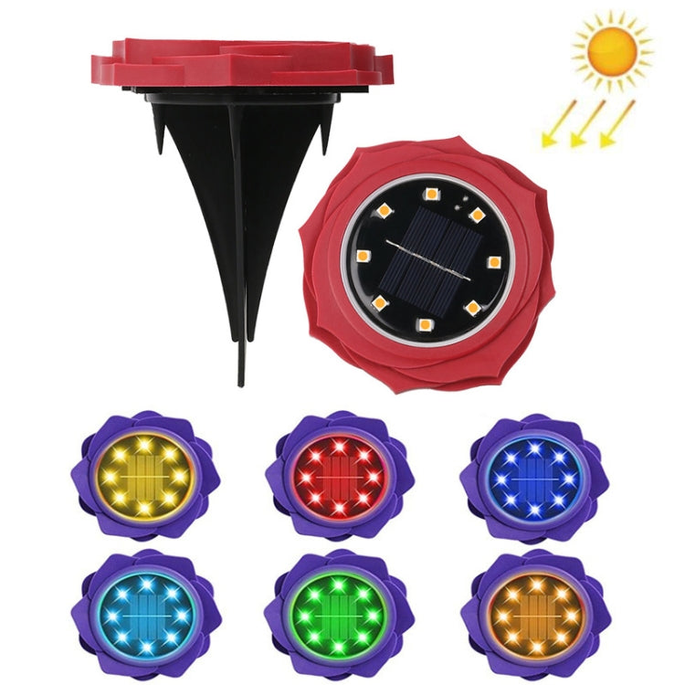 2 PCS 8 LEDs Solar Petals Buried Lamp Waterproof Garden Lawn Light, Specification: — Red Rose (Colorful Light)