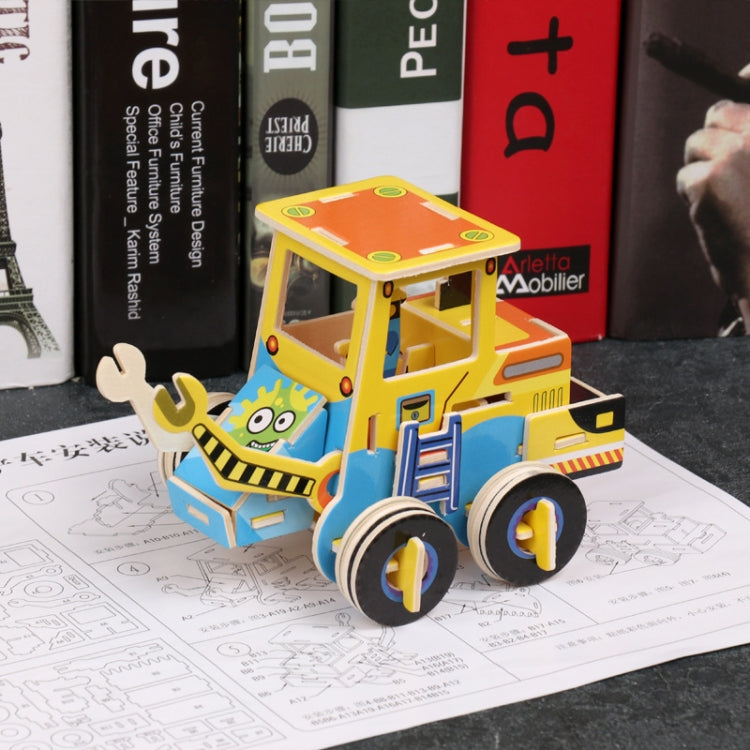 3 PCS 512 Children Wooden Assembled Car Engineering Vehicle Excavator Assembling Toy — Forklift