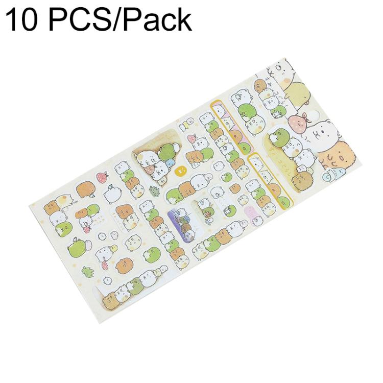 10pcs RBJLT Corner Plane Stickers Account Diary Decoration Hot Stamping Cartoon Stickers — Blue Bottom