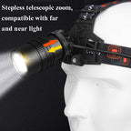 T40 P50 Lamp Beads Headlight USB Rechargeable Zoom Outdoor Strong Headlight, Specification: