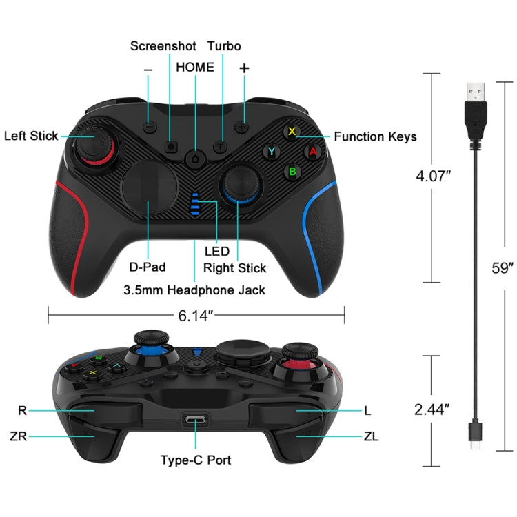 Wireless Gamepad With Wake-Up For Nintendo Switch/Android/IOS/PC, Style: