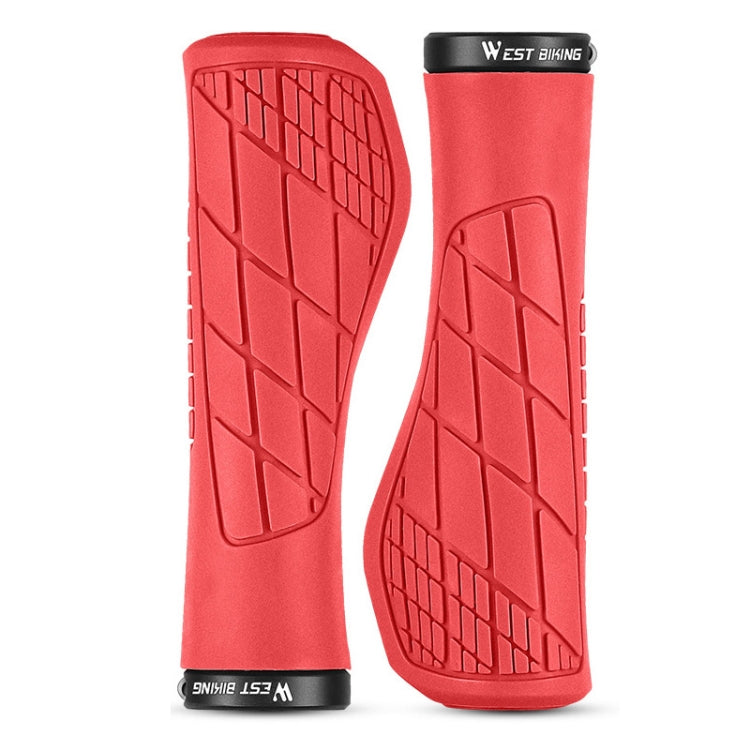 1 Pair WEST BIKING YP0804060 Bicycle Grips Mountain Bike Non-Slip Rubber Grips — Blue