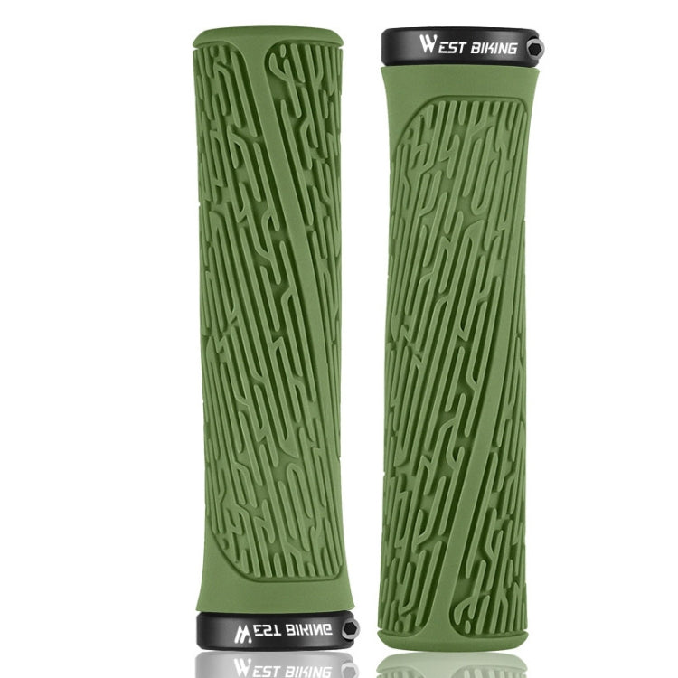 1 Pair WEST BIKING YP0804061 Bicycle Anti-Slip Shock Absorber Grip Mountain Bike Rubber Handlebar Cover — YP0804061