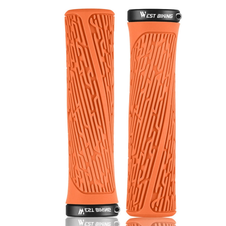 1 Pair WEST BIKING YP0804061 Bicycle Anti-Slip Shock Absorber Grip Mountain Bike Rubber Handlebar Cover — Black