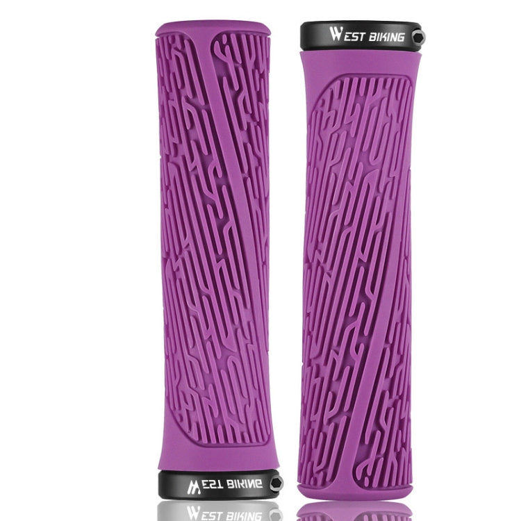 1 Pair WEST BIKING YP0804061 Bicycle Anti-Slip Shock Absorber Grip Mountain Bike Rubber Handlebar Cover — Ink