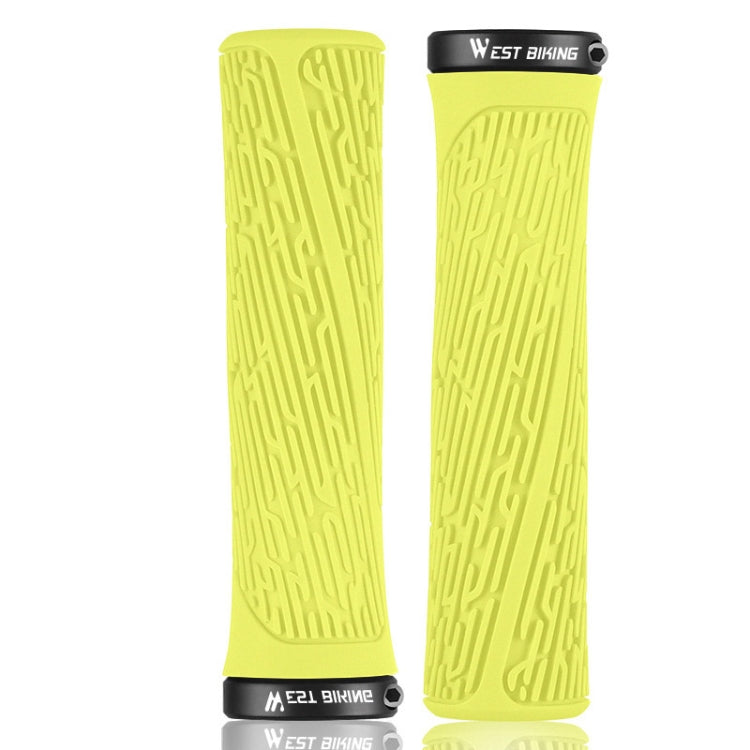 1 Pair WEST BIKING YP0804061 Bicycle Anti-Slip Shock Absorber Grip Mountain Bike Rubber Handlebar Cover — Purple