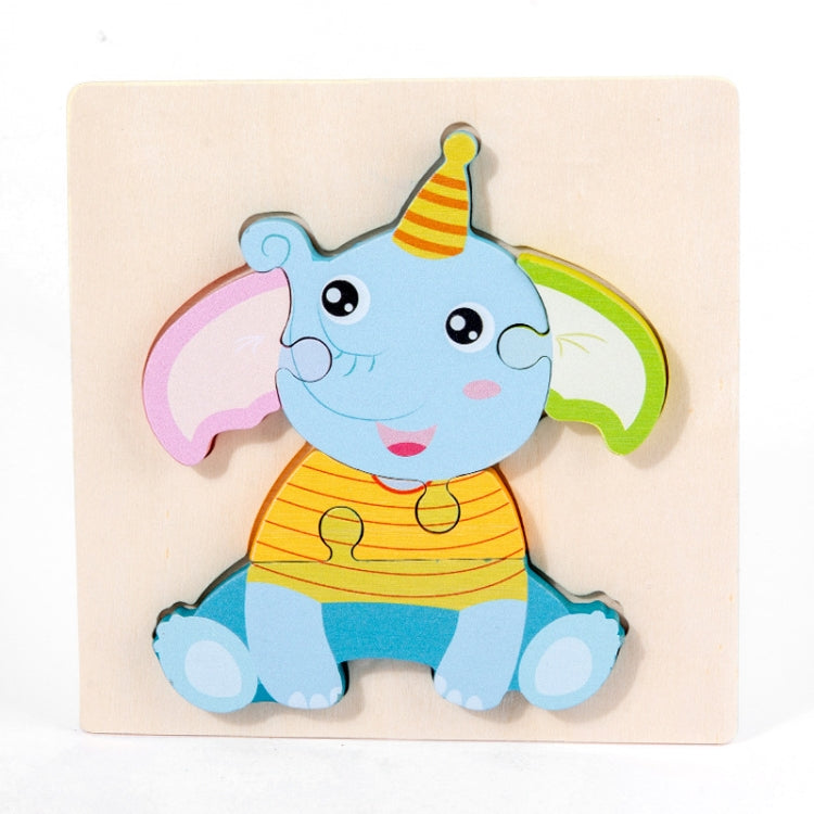3 PCS Early Childhood Education Wooden Three-Dimensional Jigsaw Puzzle Toy — S-Elephant