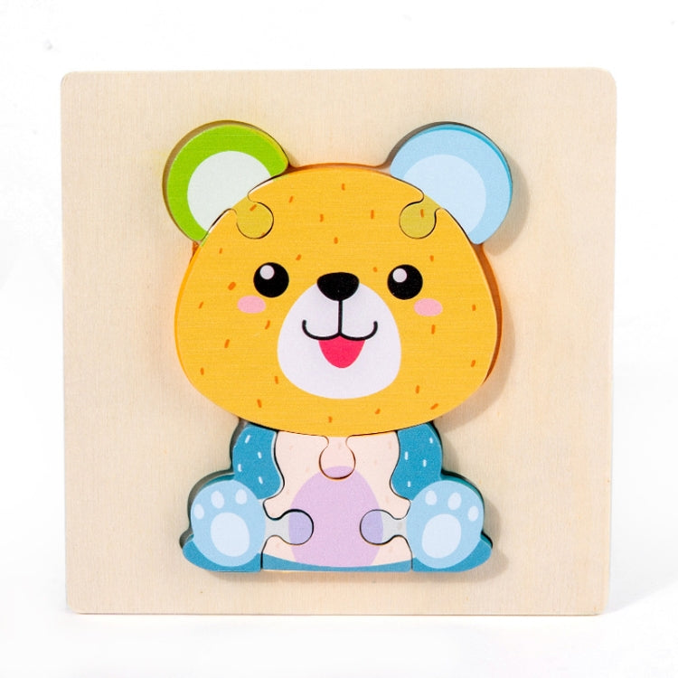 3 PCS Early Childhood Education Wooden Three-Dimensional Jigsaw Puzzle Toy — S-Bear