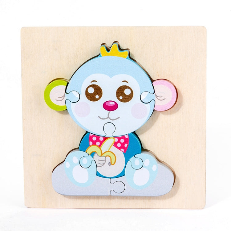3 PCS Early Childhood Education Wooden Three-Dimensional Jigsaw Puzzle Toy — S-Monkey