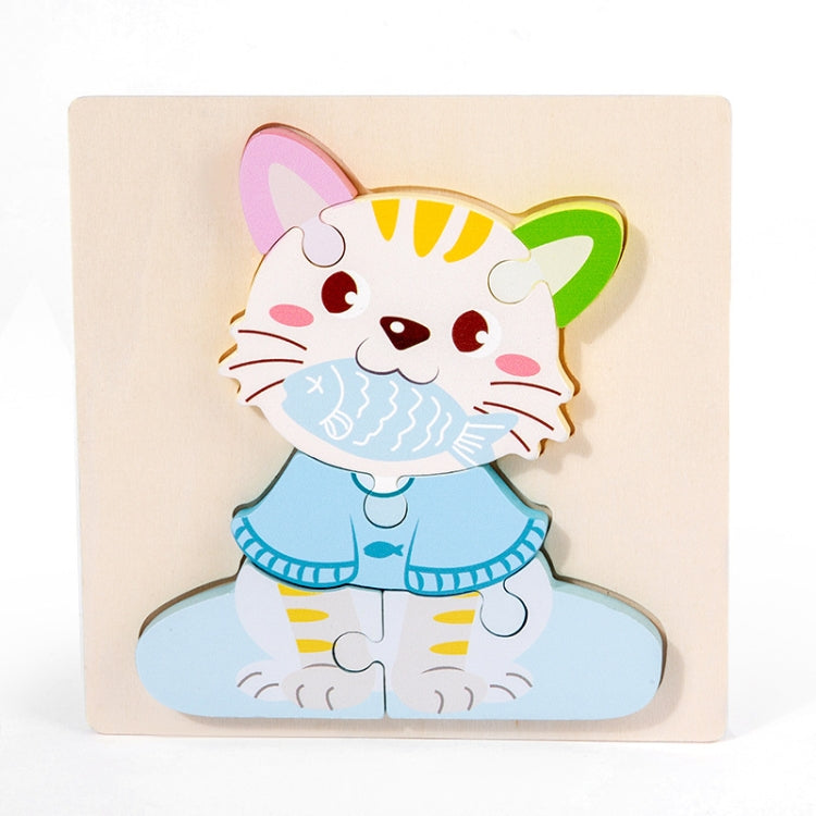 3 PCS Early Childhood Education Wooden Three-Dimensional Jigsaw Puzzle Toy — S-Kitten