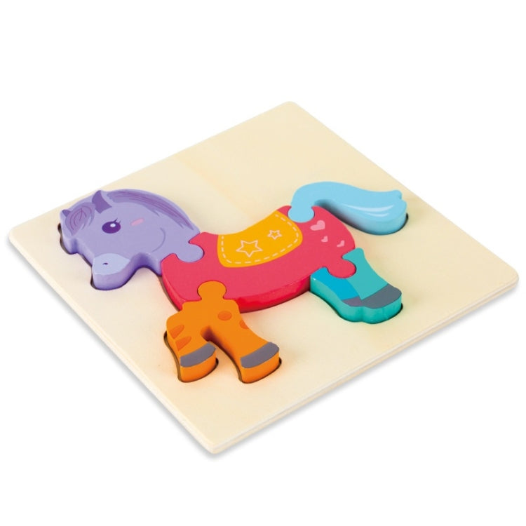3 PCS Early Childhood Education Wooden Three-Dimensional Jigsaw Puzzle Toy — Horse
