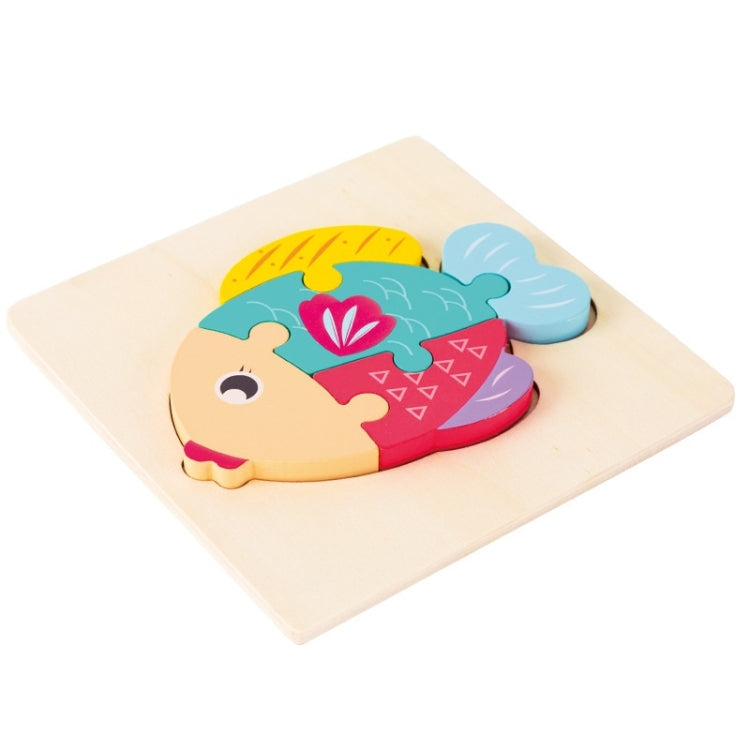 3 PCS Early Childhood Education Wooden Three-Dimensional Jigsaw Puzzle Toy — Fish