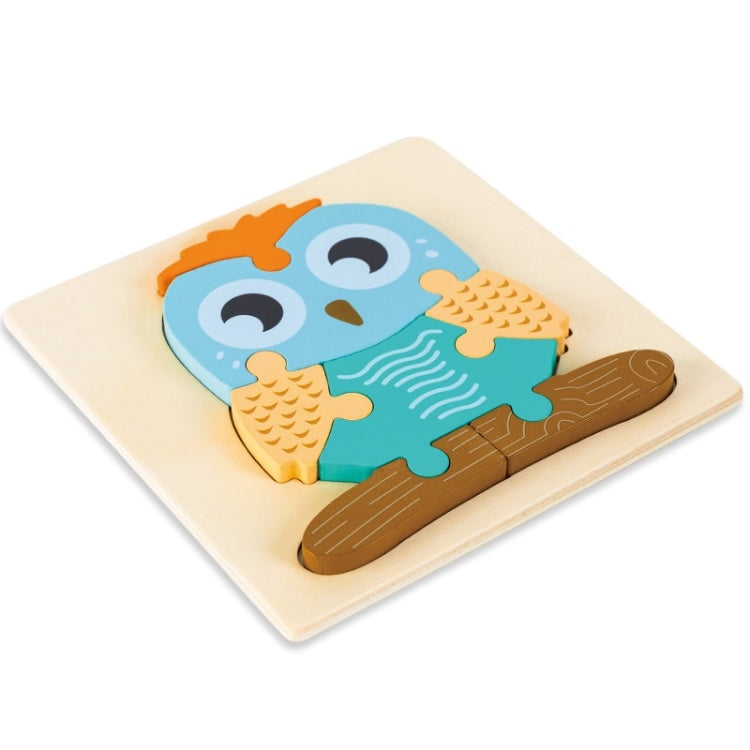 3 PCS Early Childhood Education Wooden Three-Dimensional Jigsaw Puzzle Toy — Owl