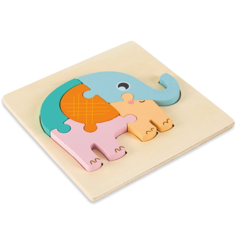 3 PCS Early Childhood Education Wooden Three-Dimensional Jigsaw Puzzle Toy — Elephant